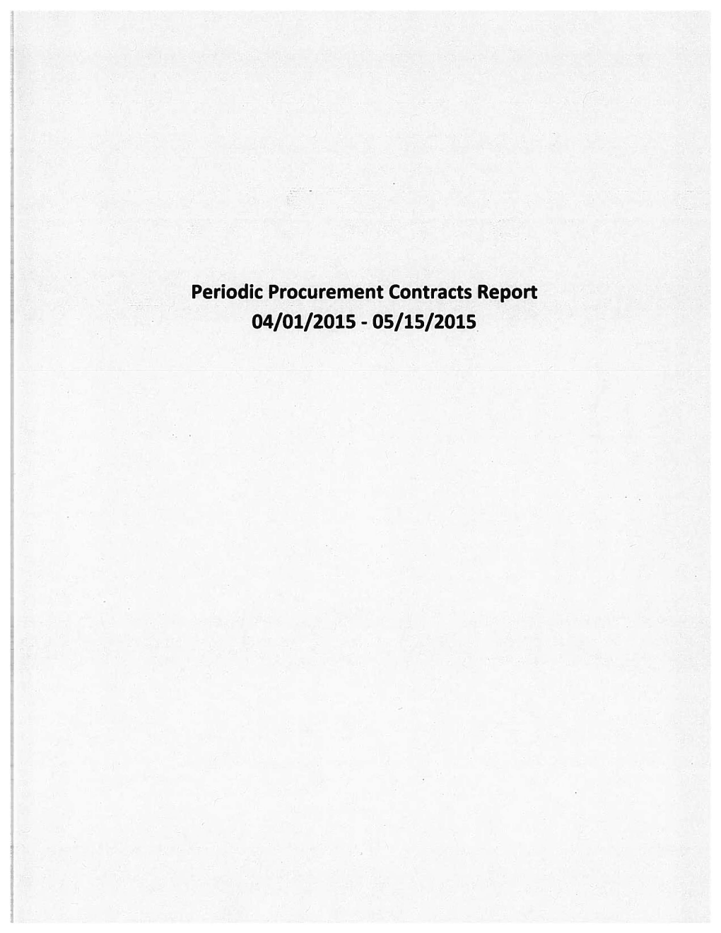 Periodic Procurement Contracts Report May 2015