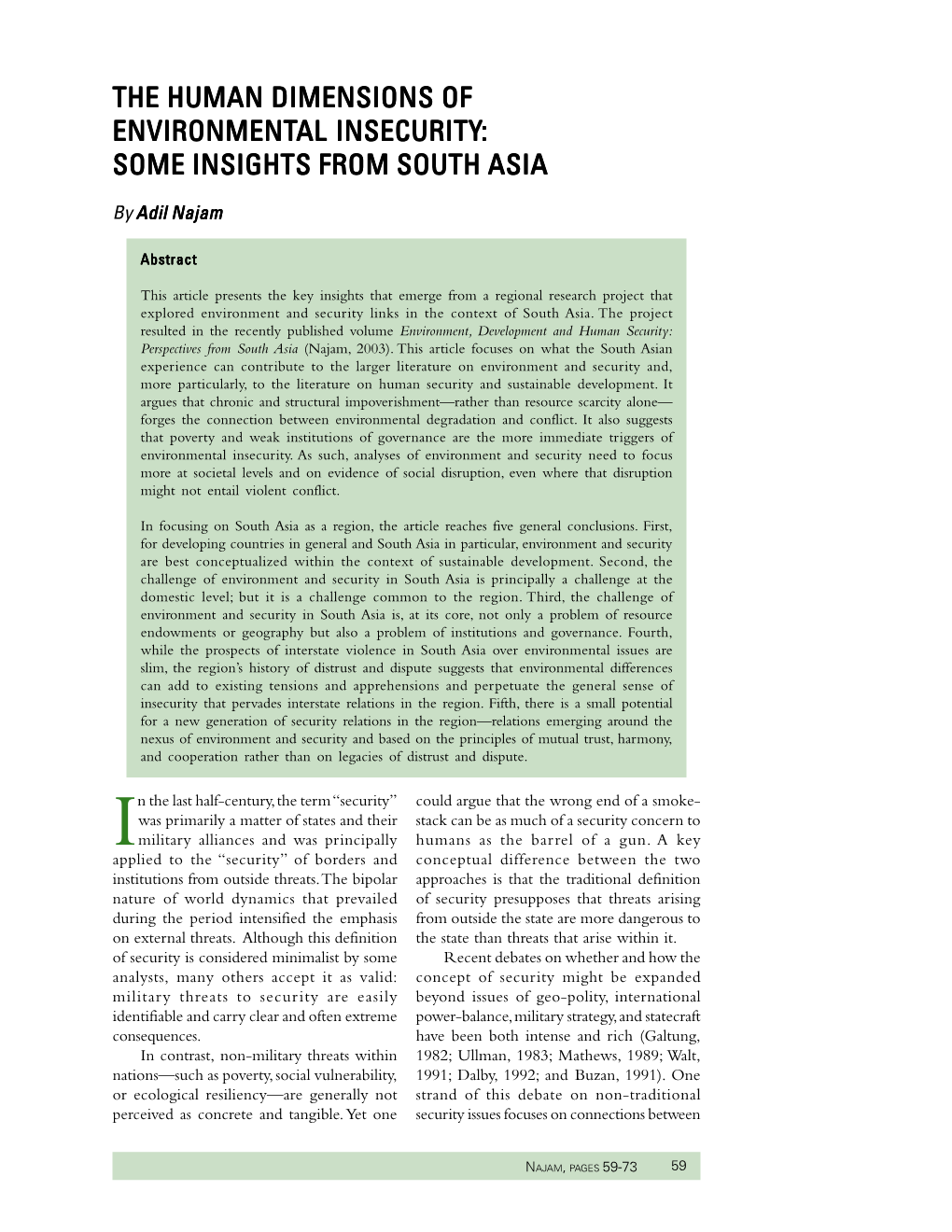 Some Insights from South Asia