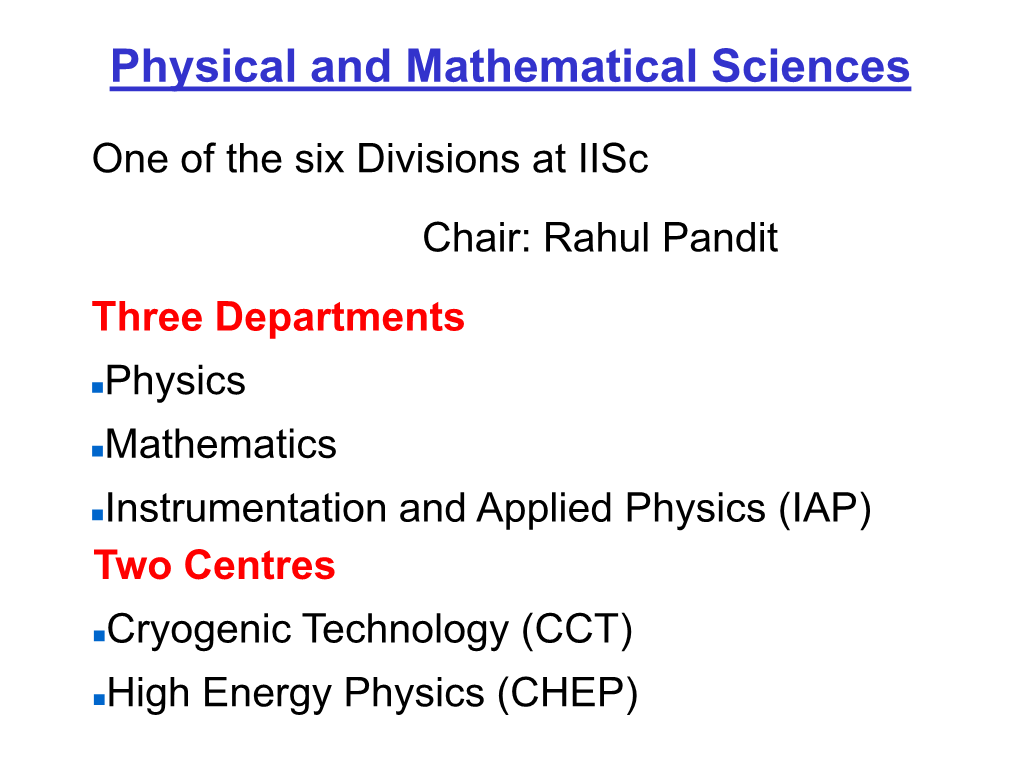 Physical and Mathematical Sciences