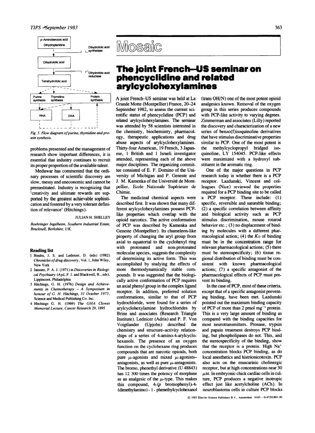 The Joint French-US Seminar on Phencyclidine and Related