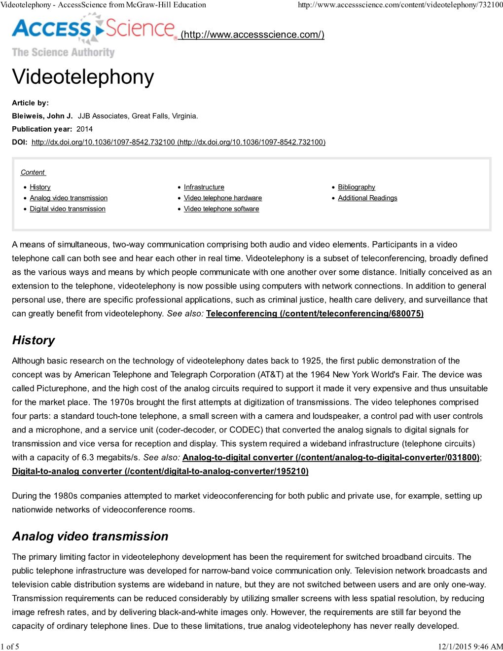 History Analog Video Transmission