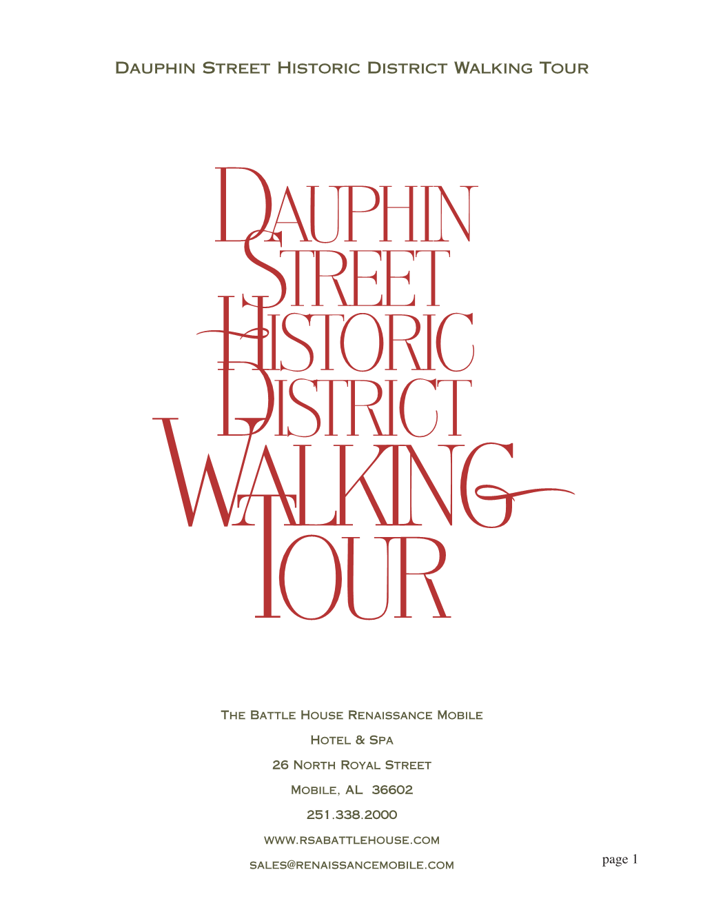 Dauphin Street Historic District Walking Tour