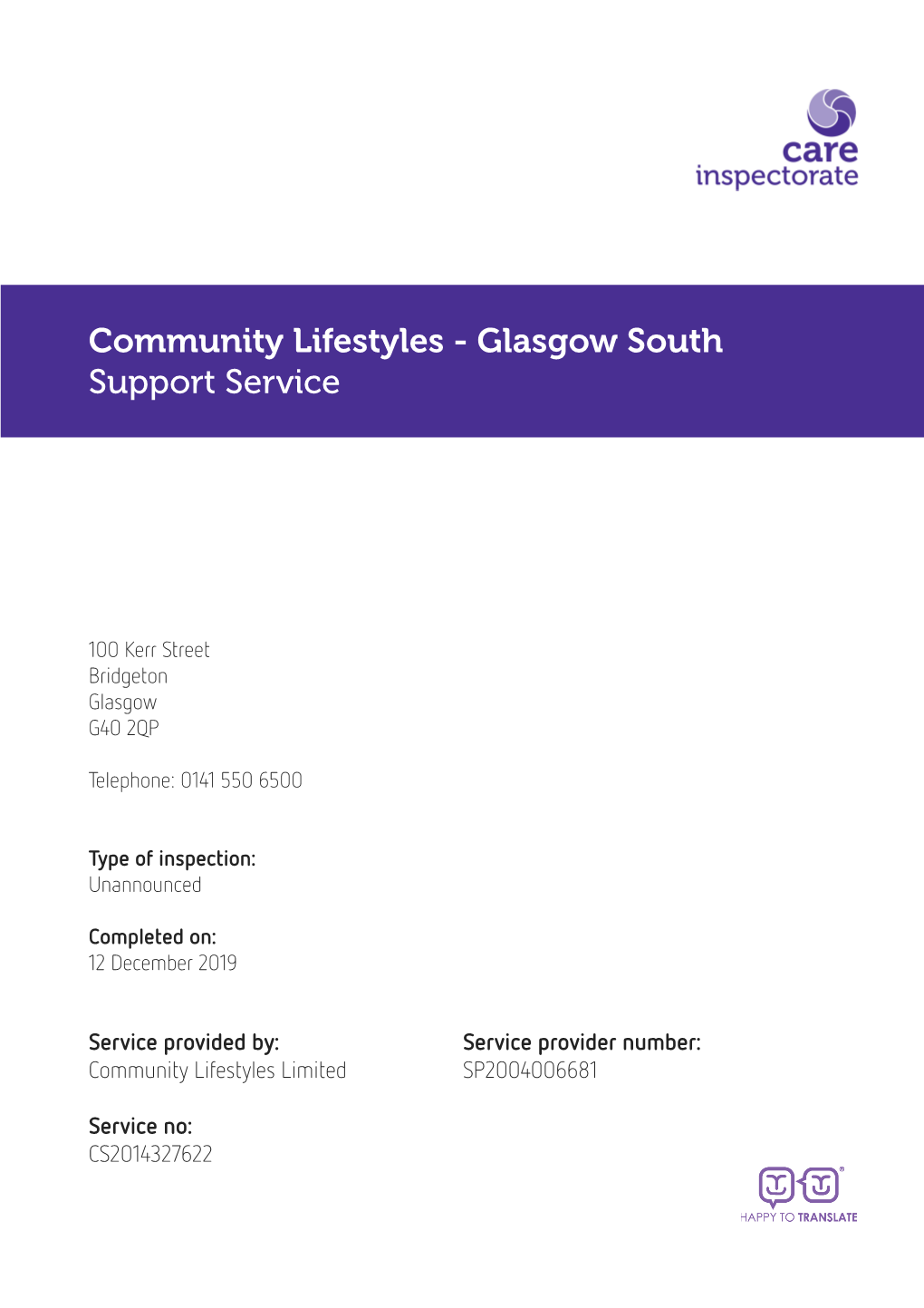 Community Lifestyles - Glasgow South Support Service