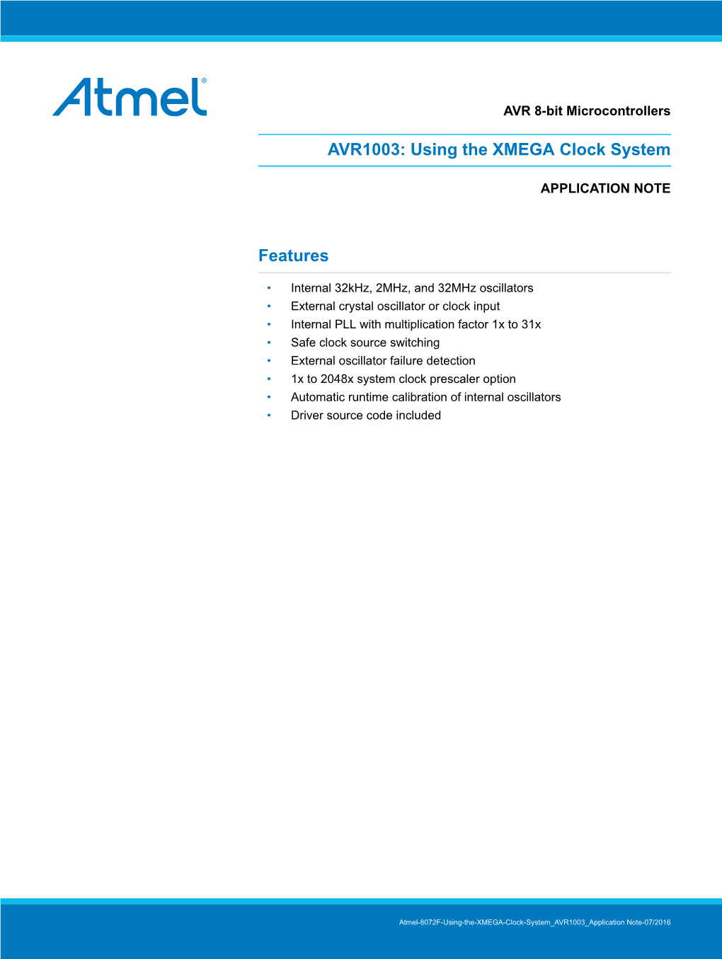 AVR1003: Using the XMEGA Clock System