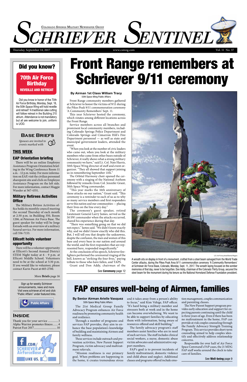 Front Range Remembers at Schriever 9/11 Ceremony