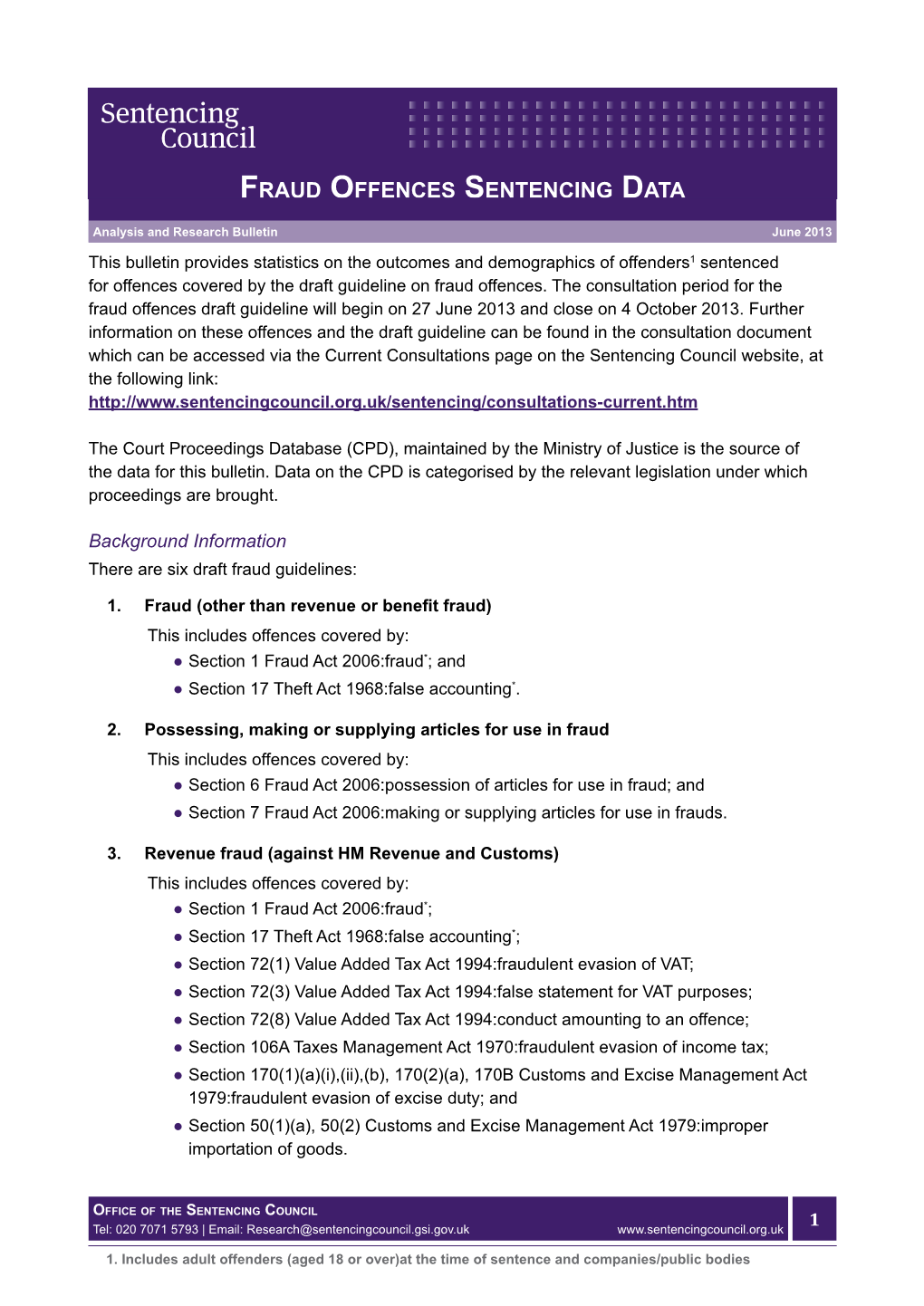 Fraud Offences Sentencing Data