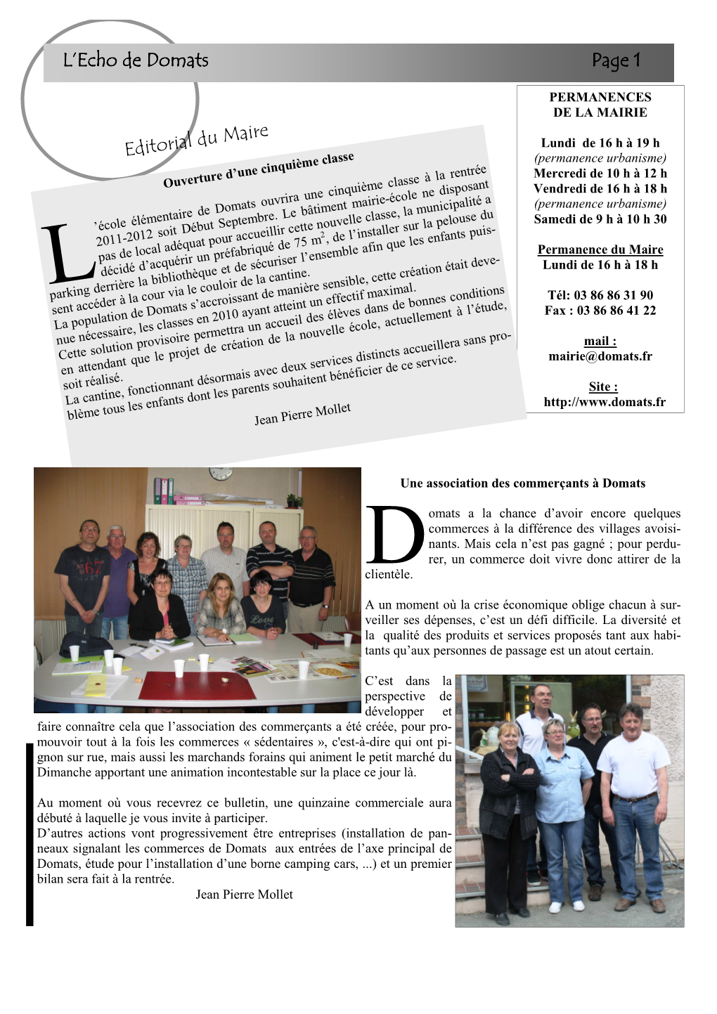L'echo De Domats L'echo De Domats Page 1 Editorial Du Maire