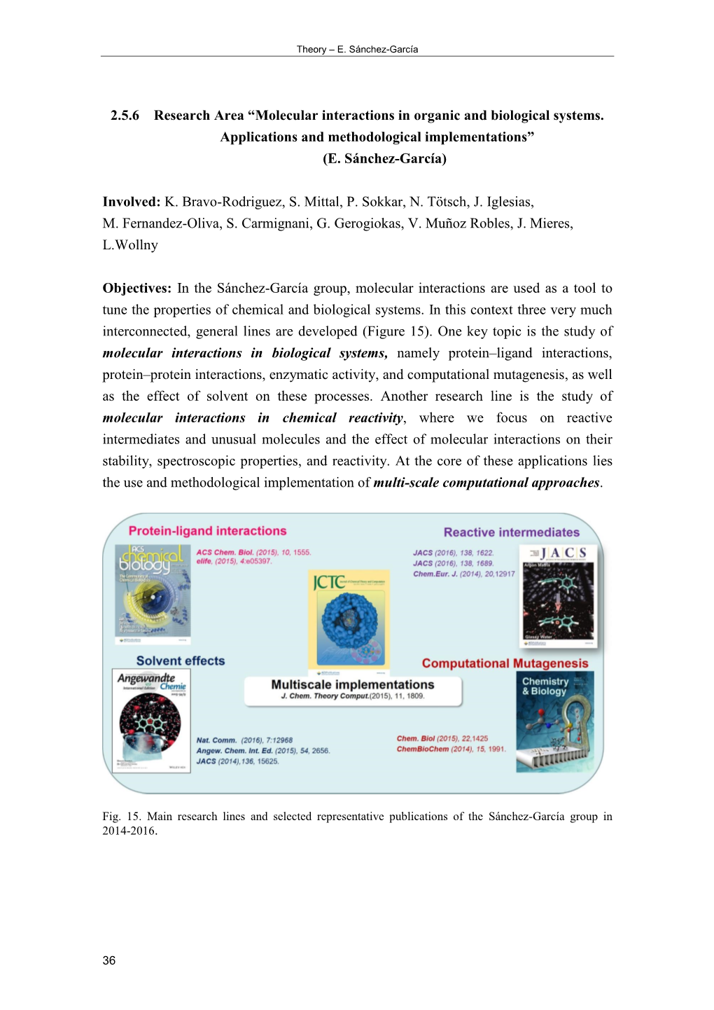 Molecular Interactions in Organic and Biological Systems. Applications and Methodological Implementations” (E