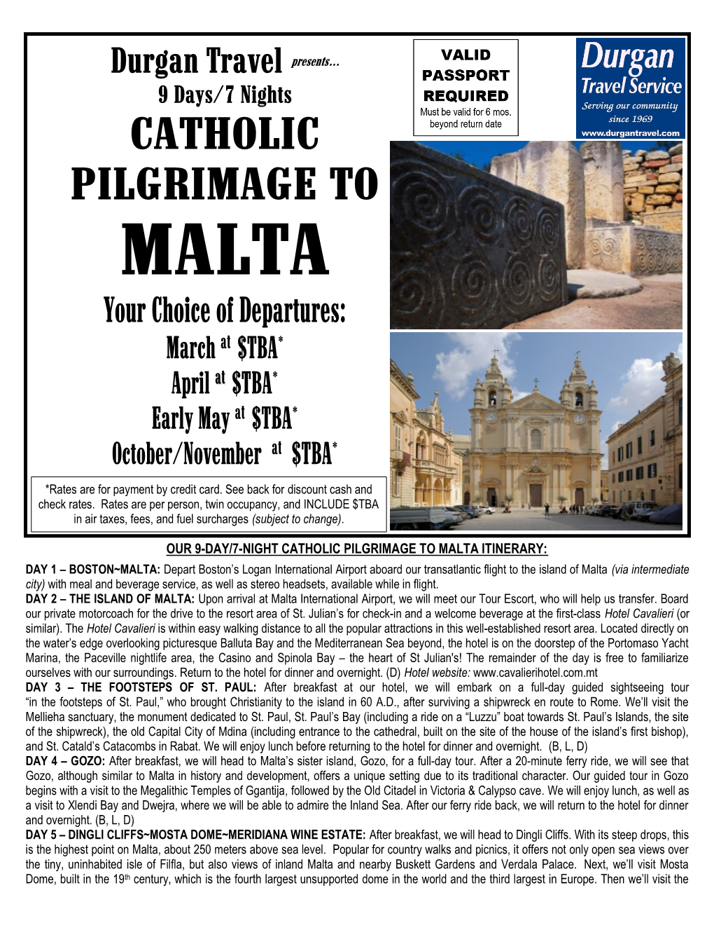 Our 9-Day/7-Night Catholic Pilgrimage to Malta Itinerary