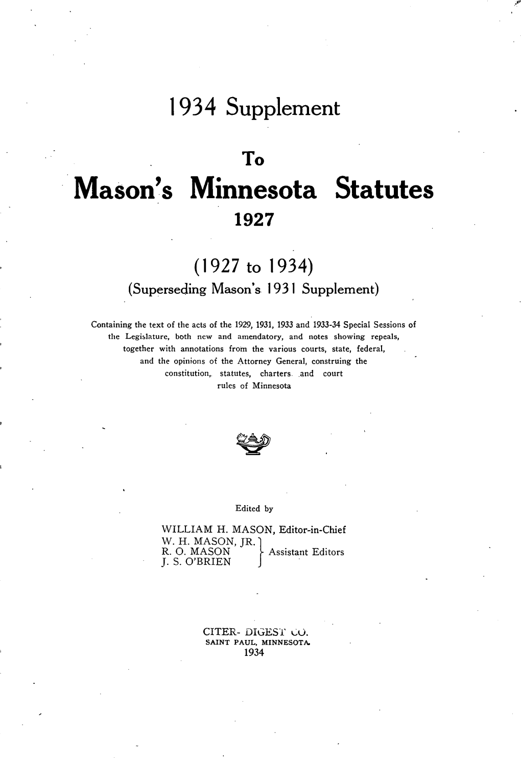 Mason's Minnesota Statutes 1927