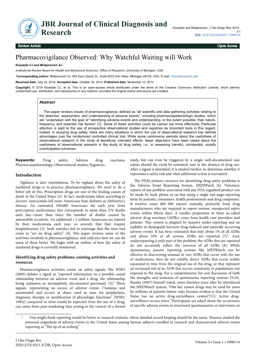 Pharmacovigilance Observed