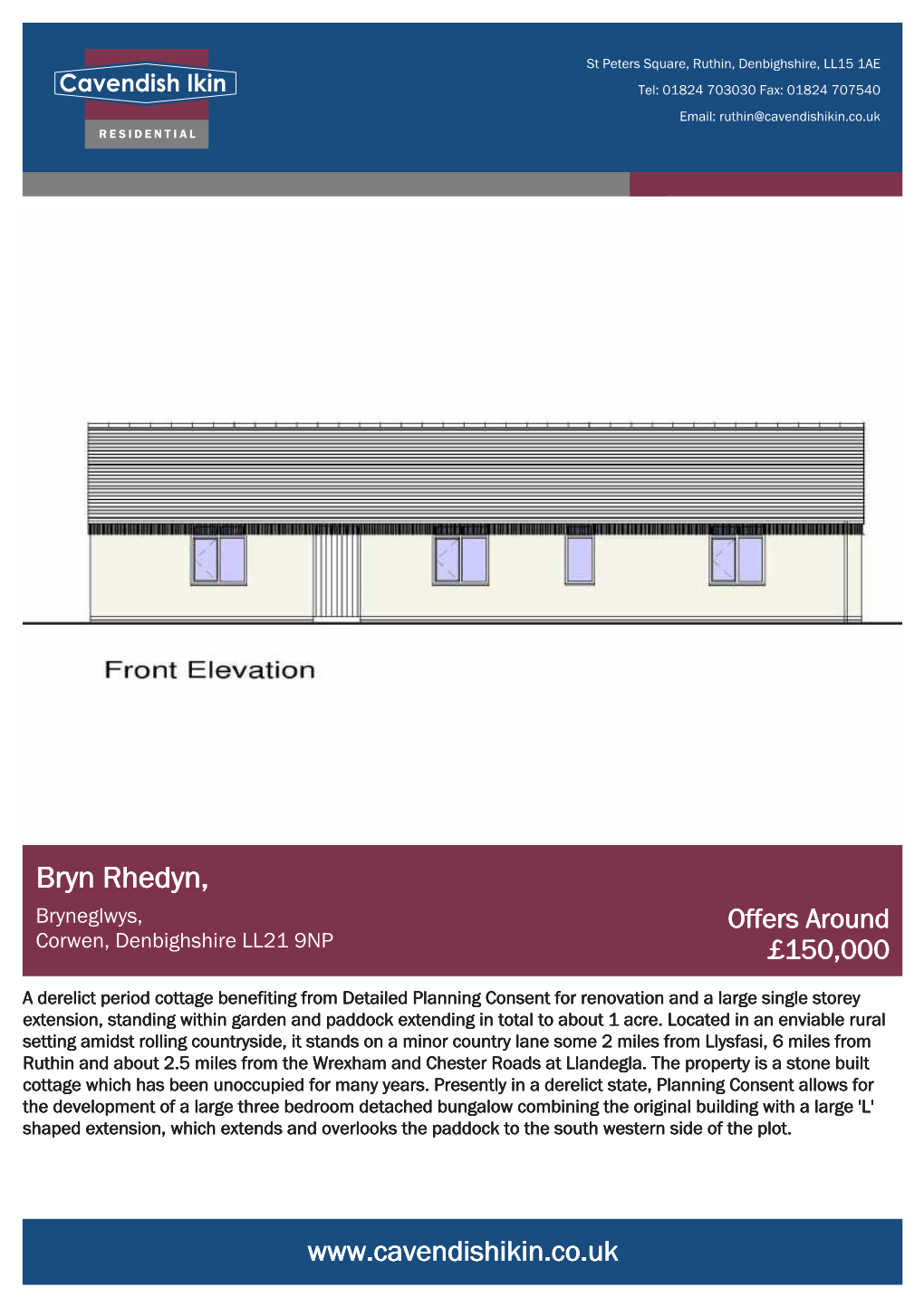 Bryn Rhedyn, Bryneglwys, Offers Around Corwen, Denbighshire LL21 9NP £150,000