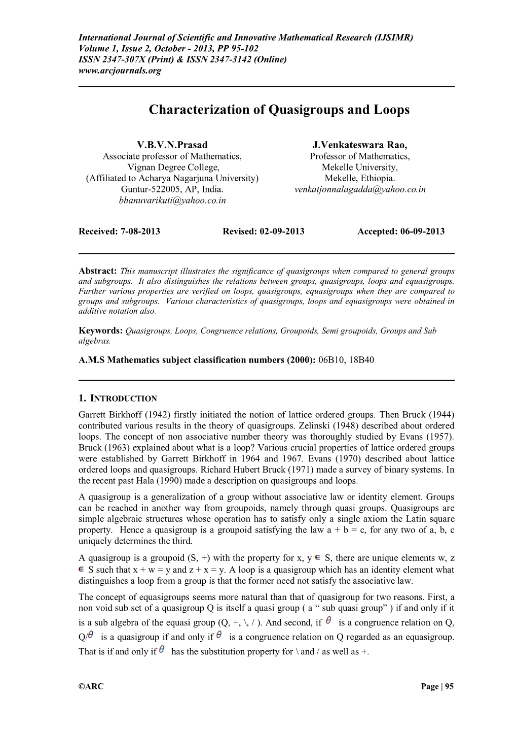 Characterization of Quasigroups and Loops