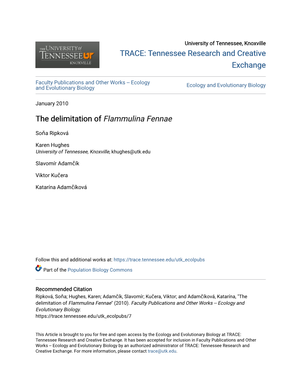 The Delimitation of Flammulina Fennae