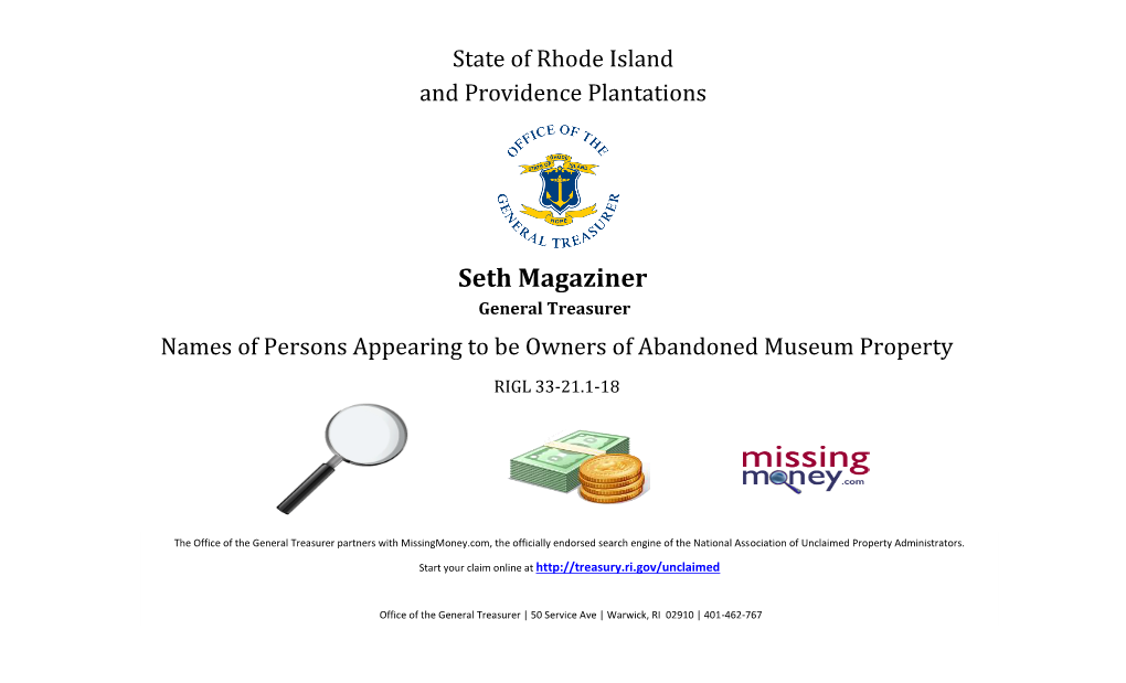 Seth Magaziner General Treasurer