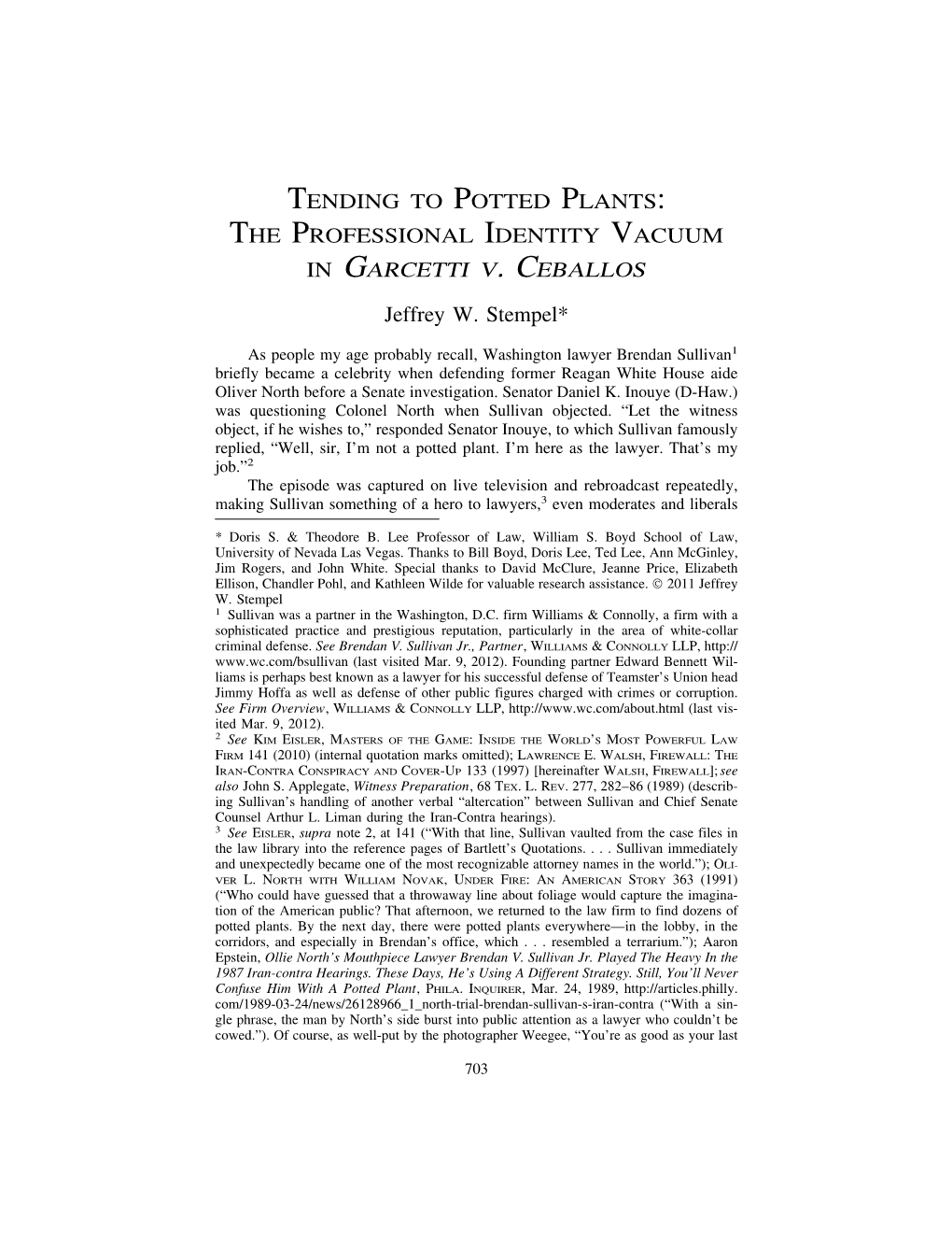 Tending to Potted Plants: the Professional Identity Vacuum in Garcetti V