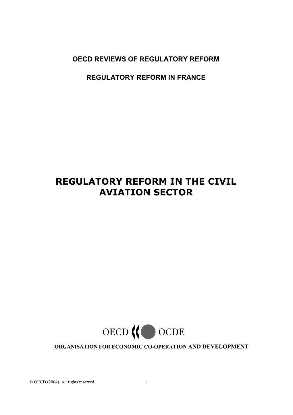 Regulatory Reform in the Civil Aviation Sector