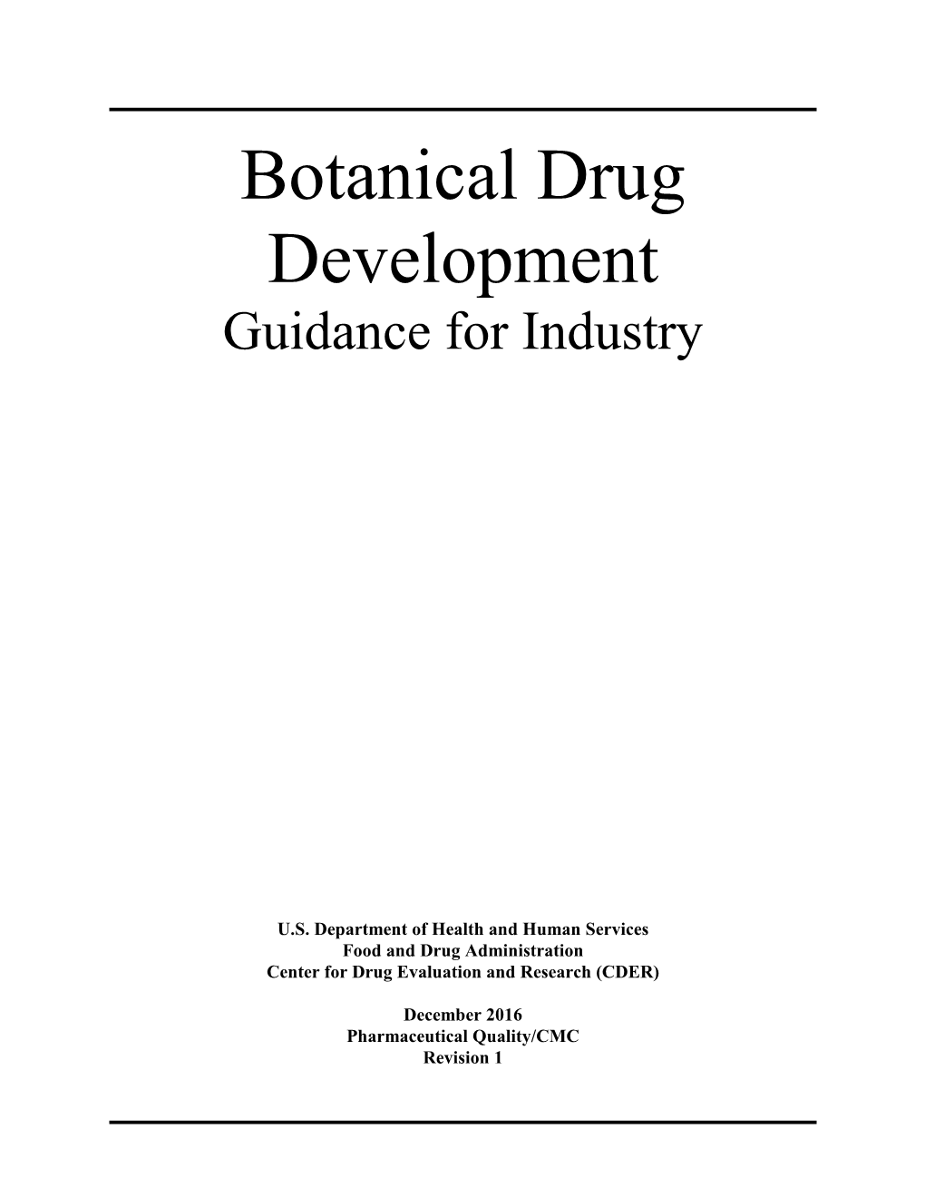 Botanical Drug Development Guidance for Industry