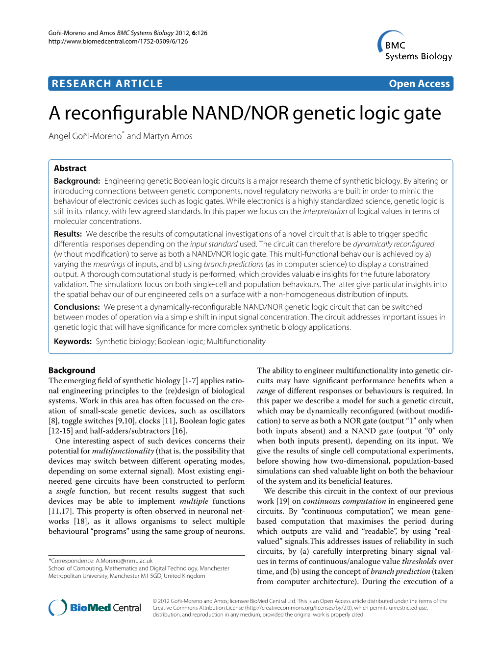 A Reconfigurable NAND/NOR Genetic Logic Gate