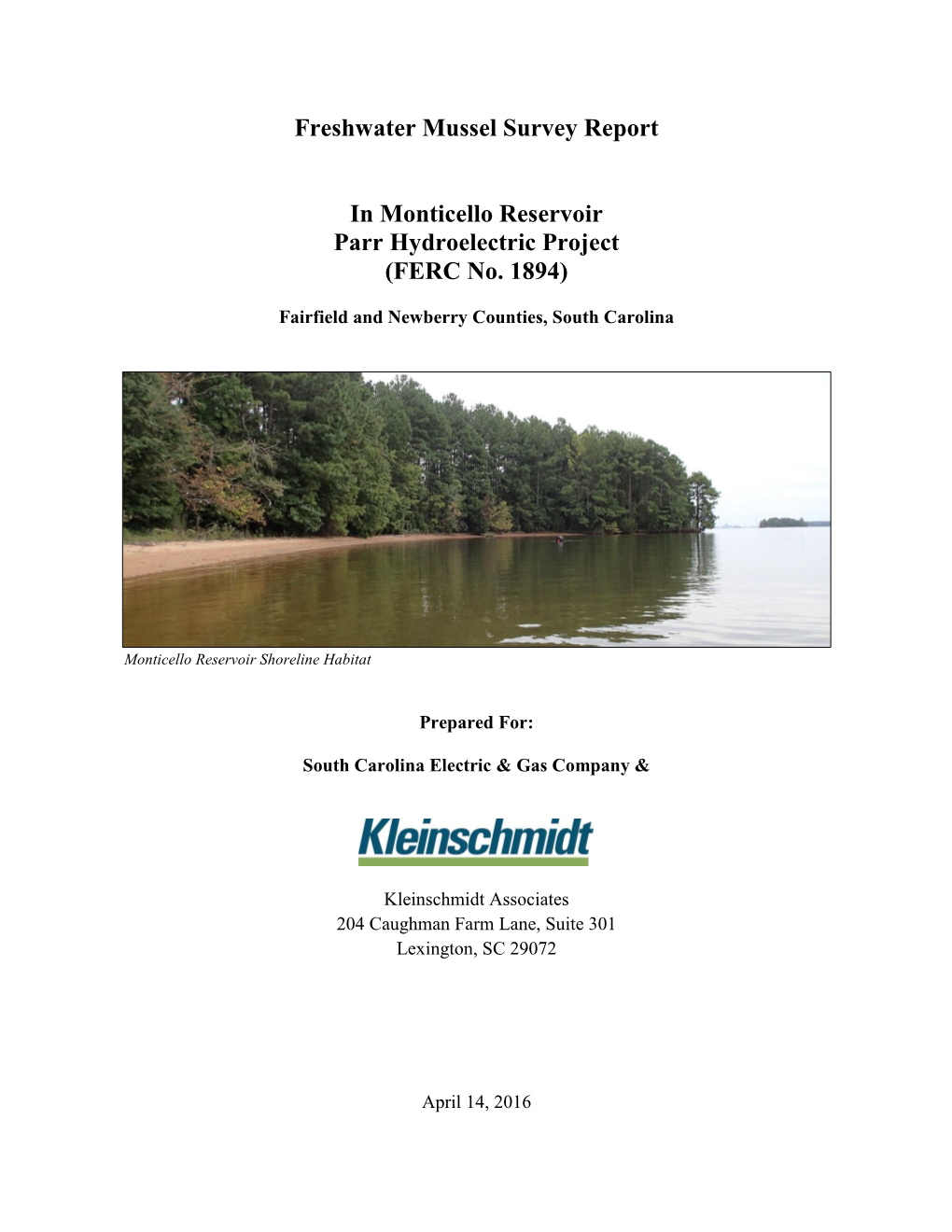 Monticello Reservoir Mussel Survey Report
