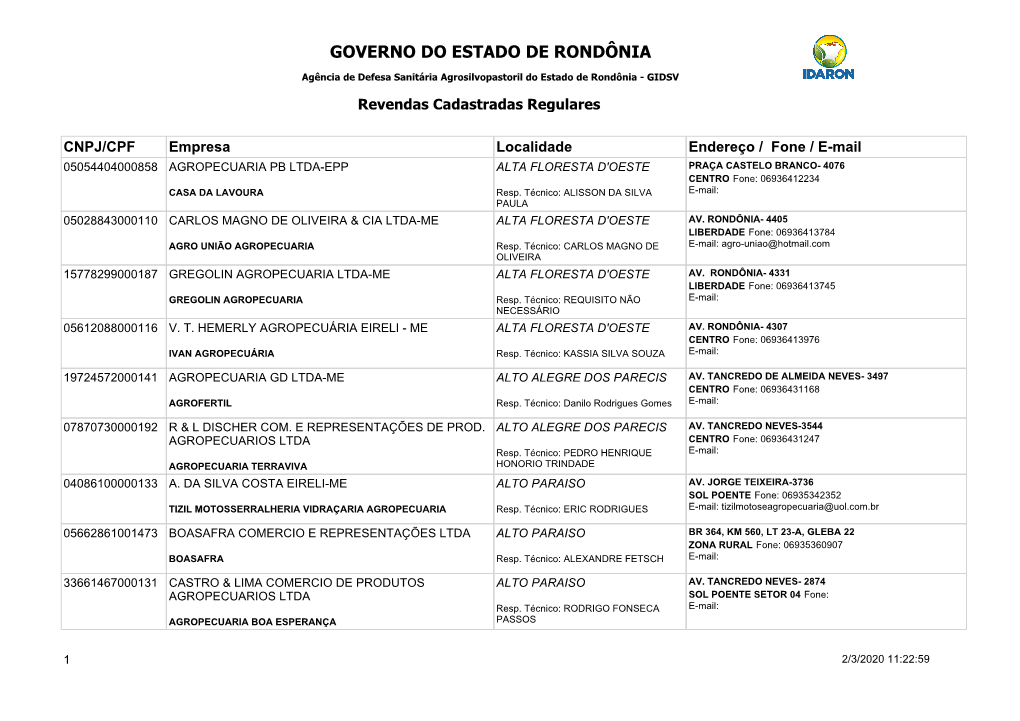 Governo Do Estado De Rondônia