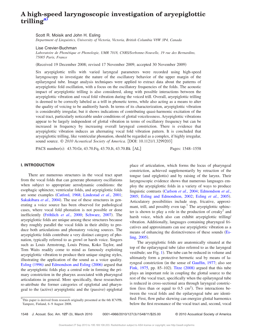 A High-Speed Laryngoscopic Investigation of Aryepiglottic Trillinga)