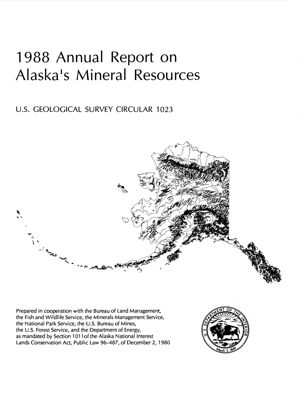 1988 Annual Report on Alaska's Mineral Resources