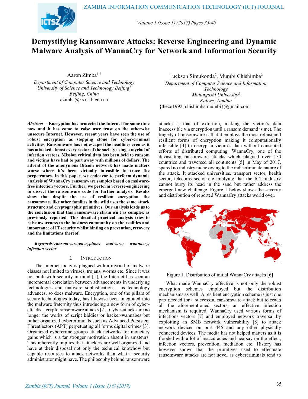 Demystifying Ransomware Attacks: Reverse Engineering and Dynamic Malware Analysis of Wannacry for Network and Information Security