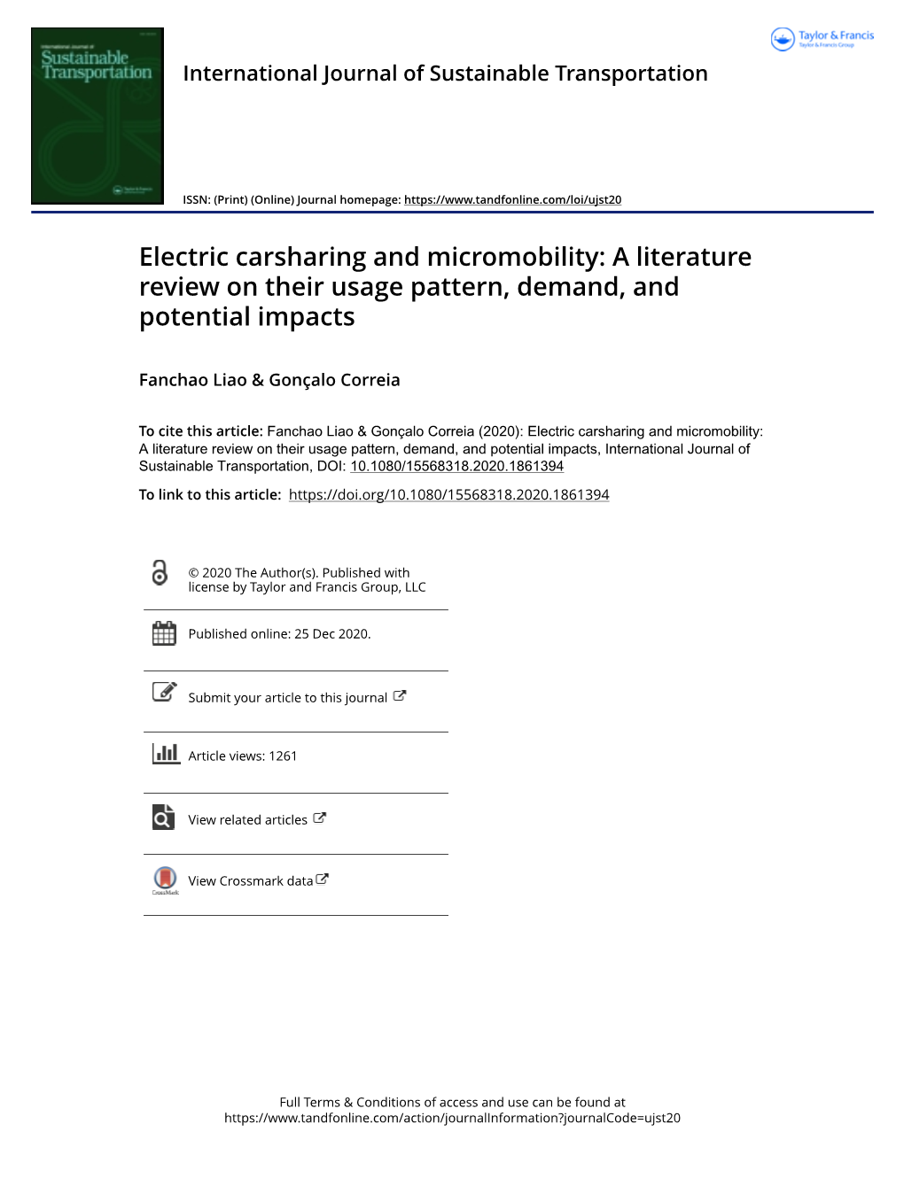 Electric Carsharing and Micromobility: a Literature Review on Their Usage Pattern, Demand, and Potential Impacts