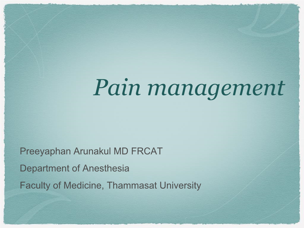 Pain Management