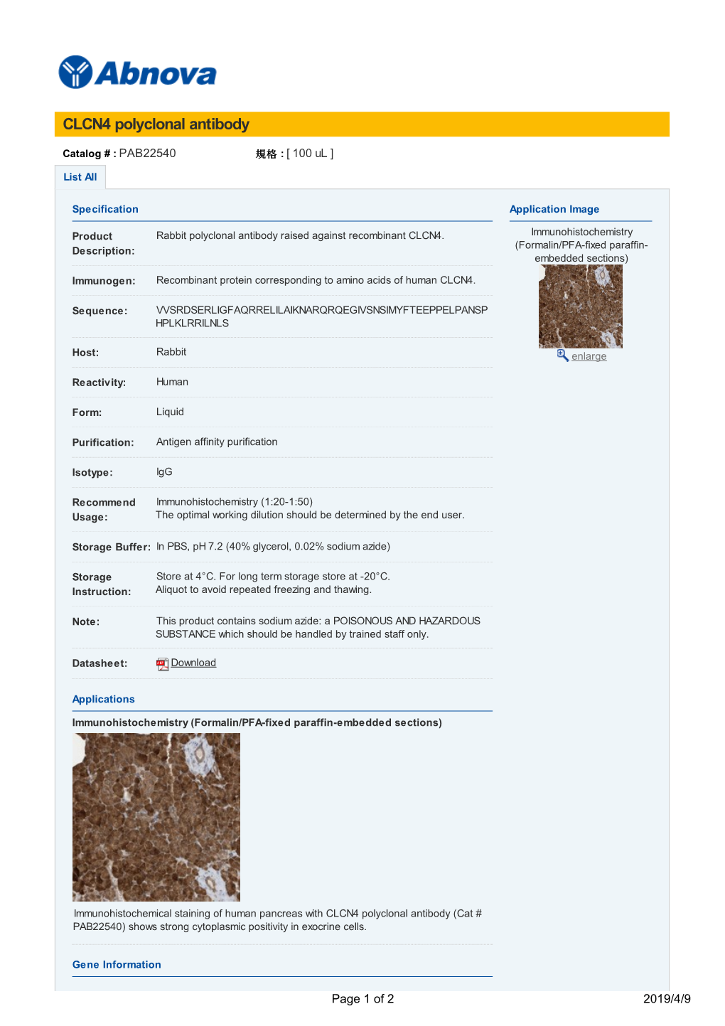 CLCN4 Polyclonal Antibody