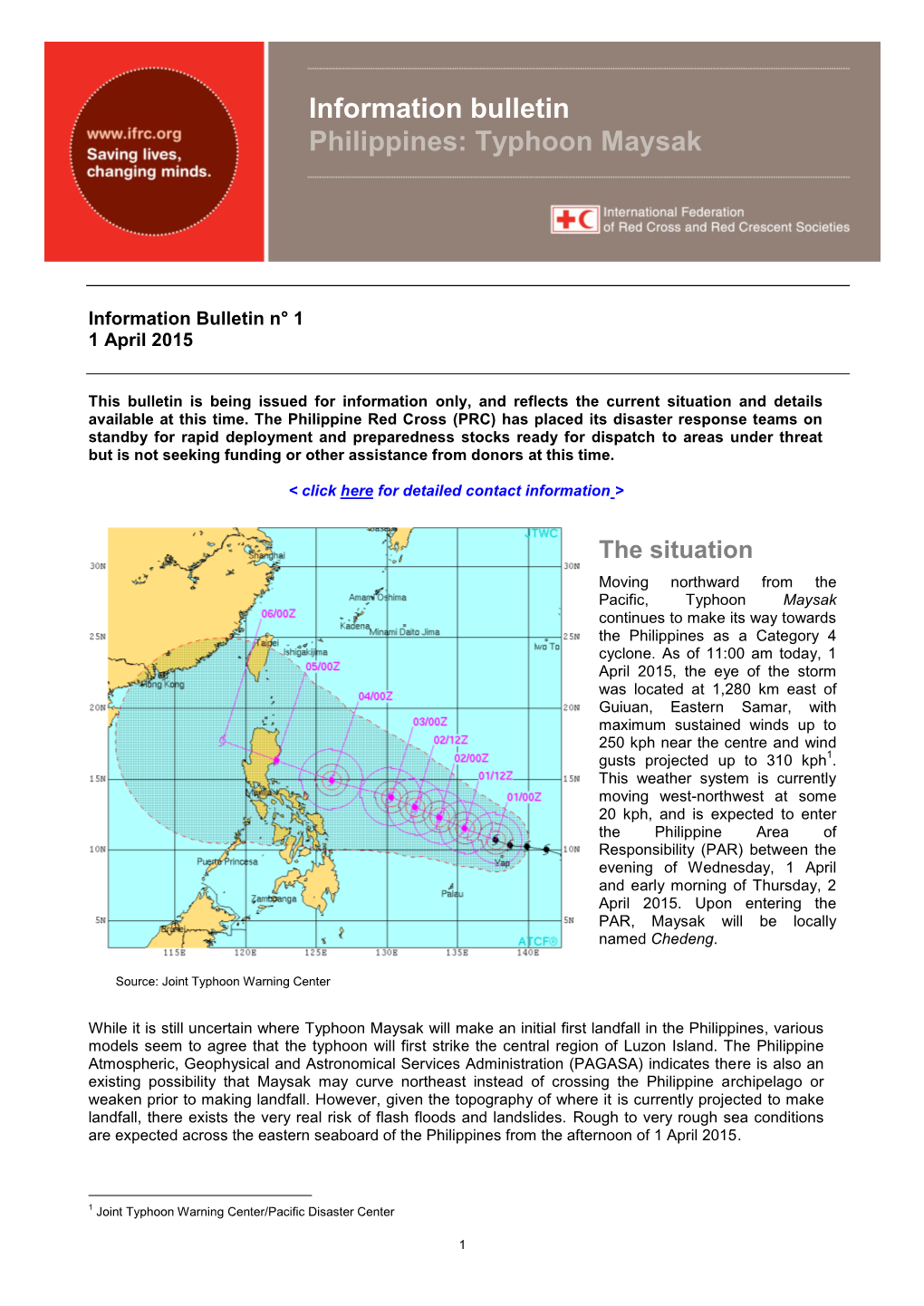 Information Bulletin Philippines: Typhoon Maysak