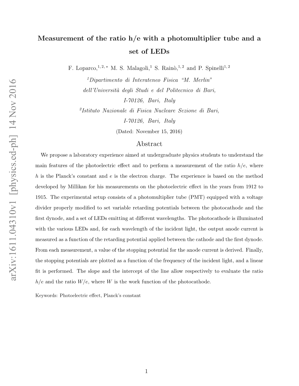 Arxiv:1611.04310V1 [Physics.Ed-Ph]