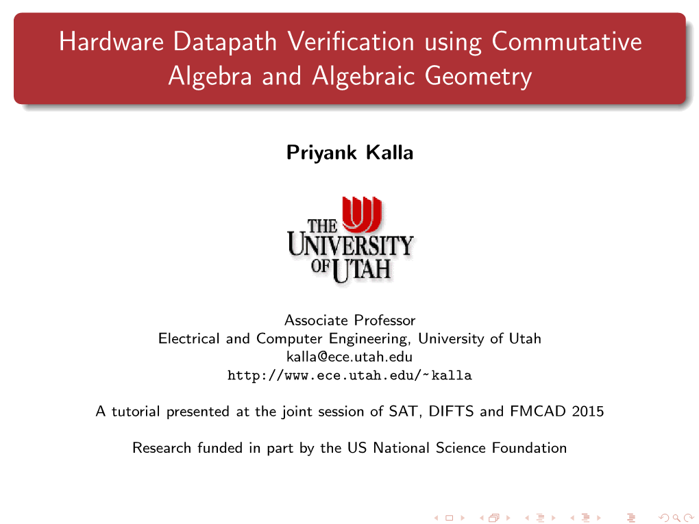 Hardware Datapath Verification Using Commutative Algebra and Algebraic Geometry