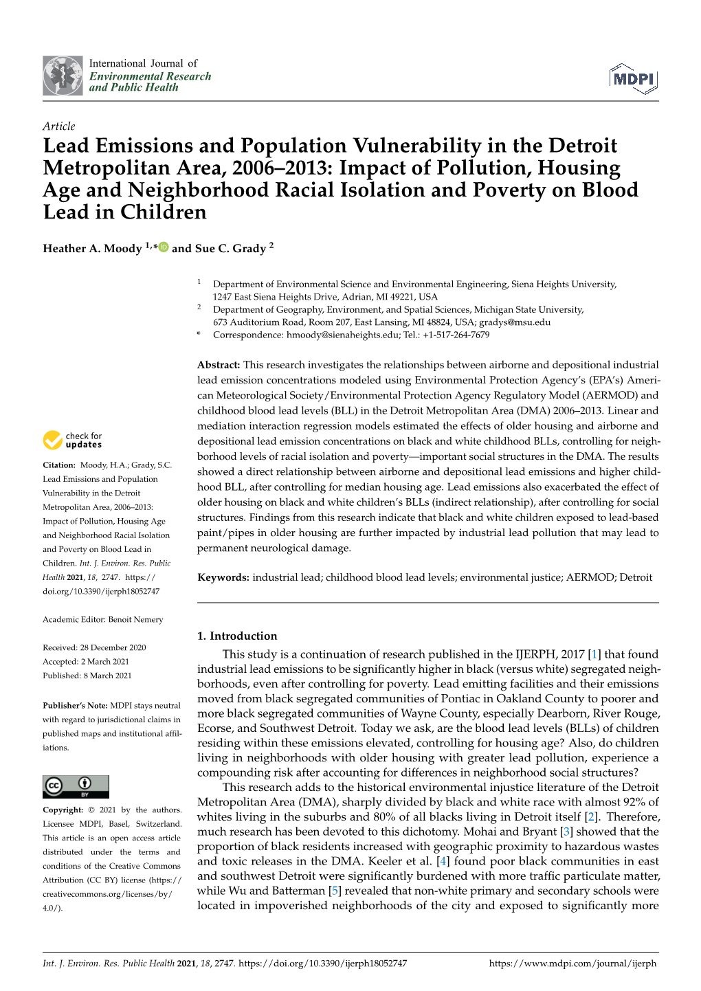 Lead Emissions and Population Vulnerability in the Detroit