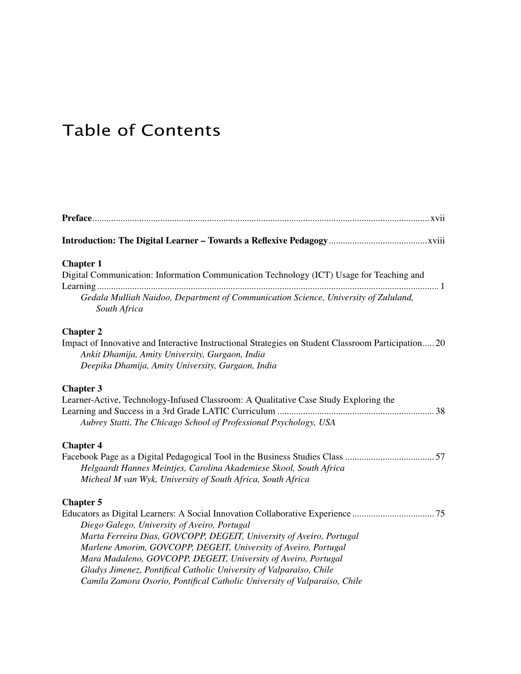 Table of Contents