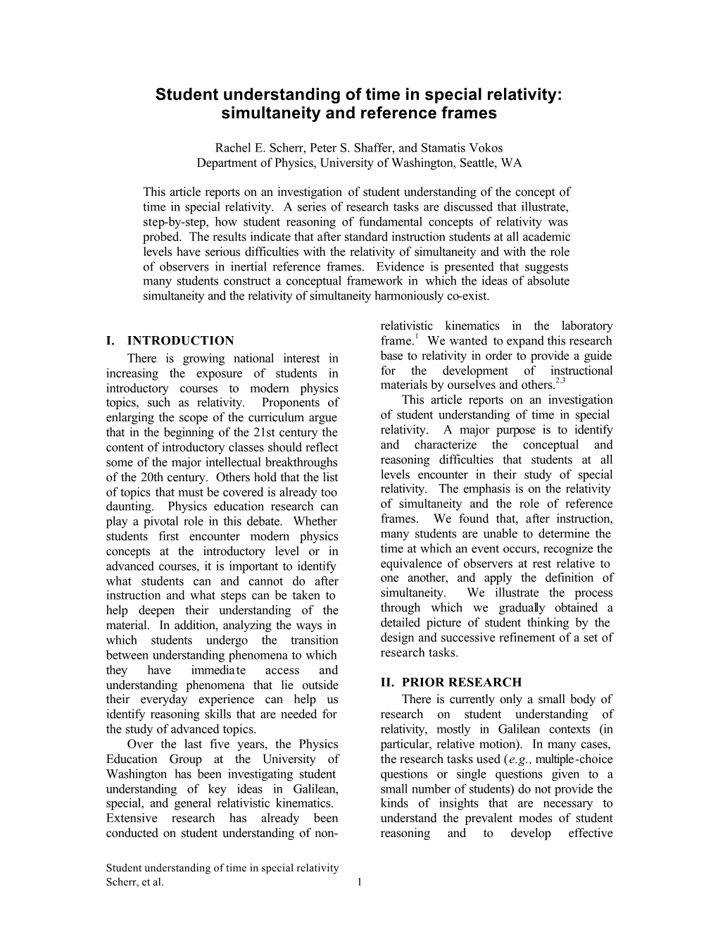 Student Understanding of Time in Special Relativity: Simultaneity and Reference Frames