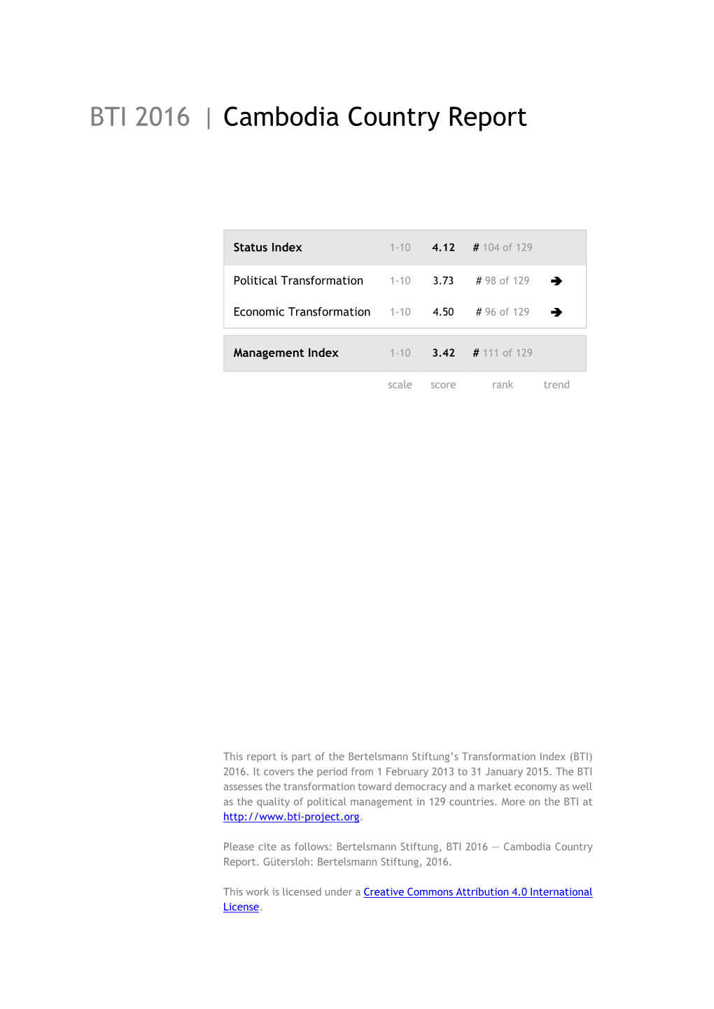 Cambodia Country Report BTI 2016