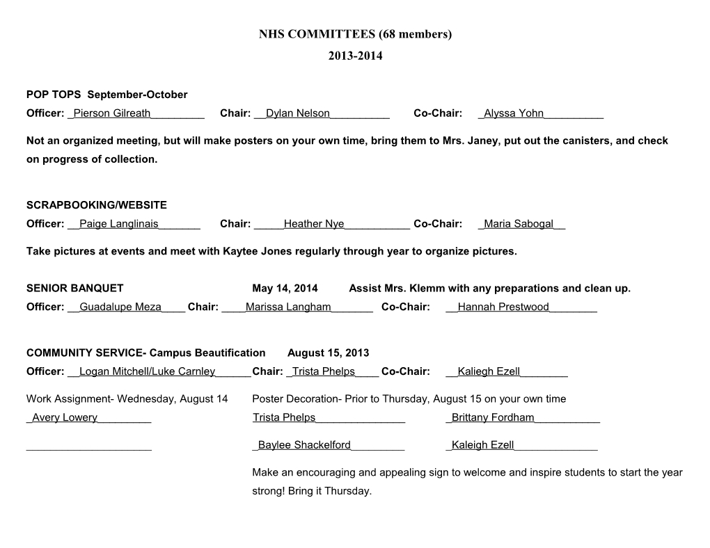 NHS COMMITTEES (68 Members)