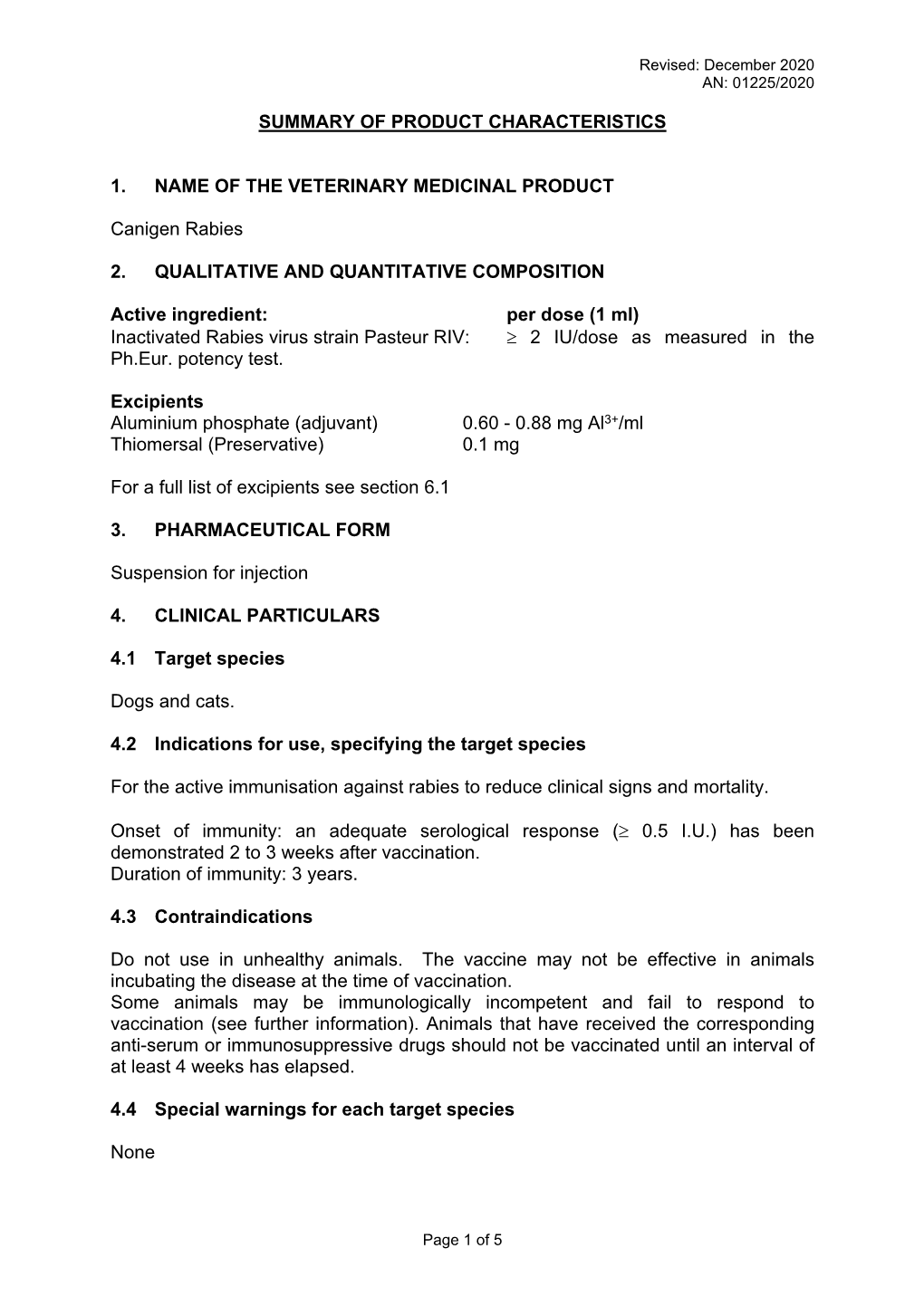 Summary of Product Characteristics 1. Name Of