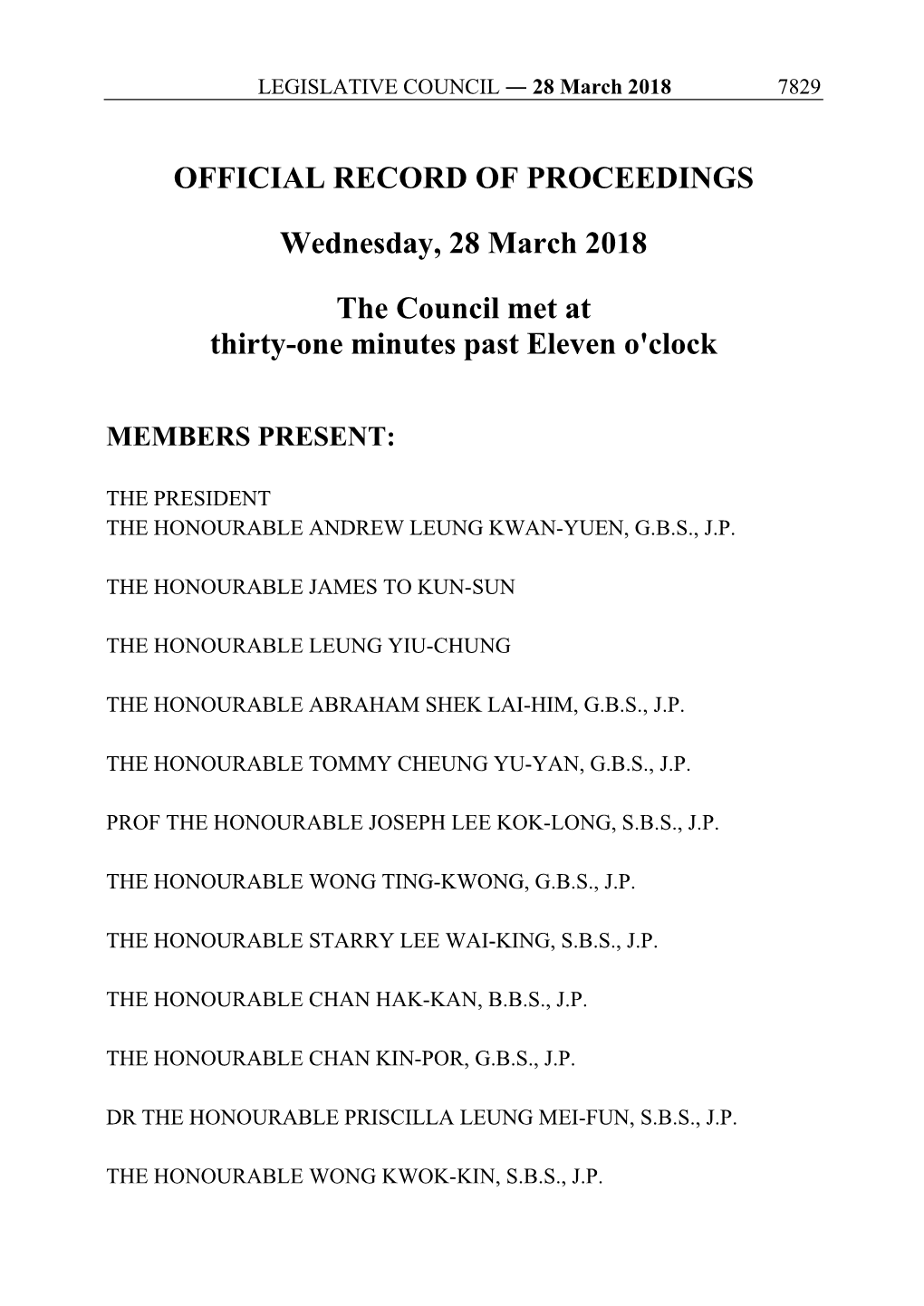 OFFICIAL RECORD of PROCEEDINGS Wednesday, 28