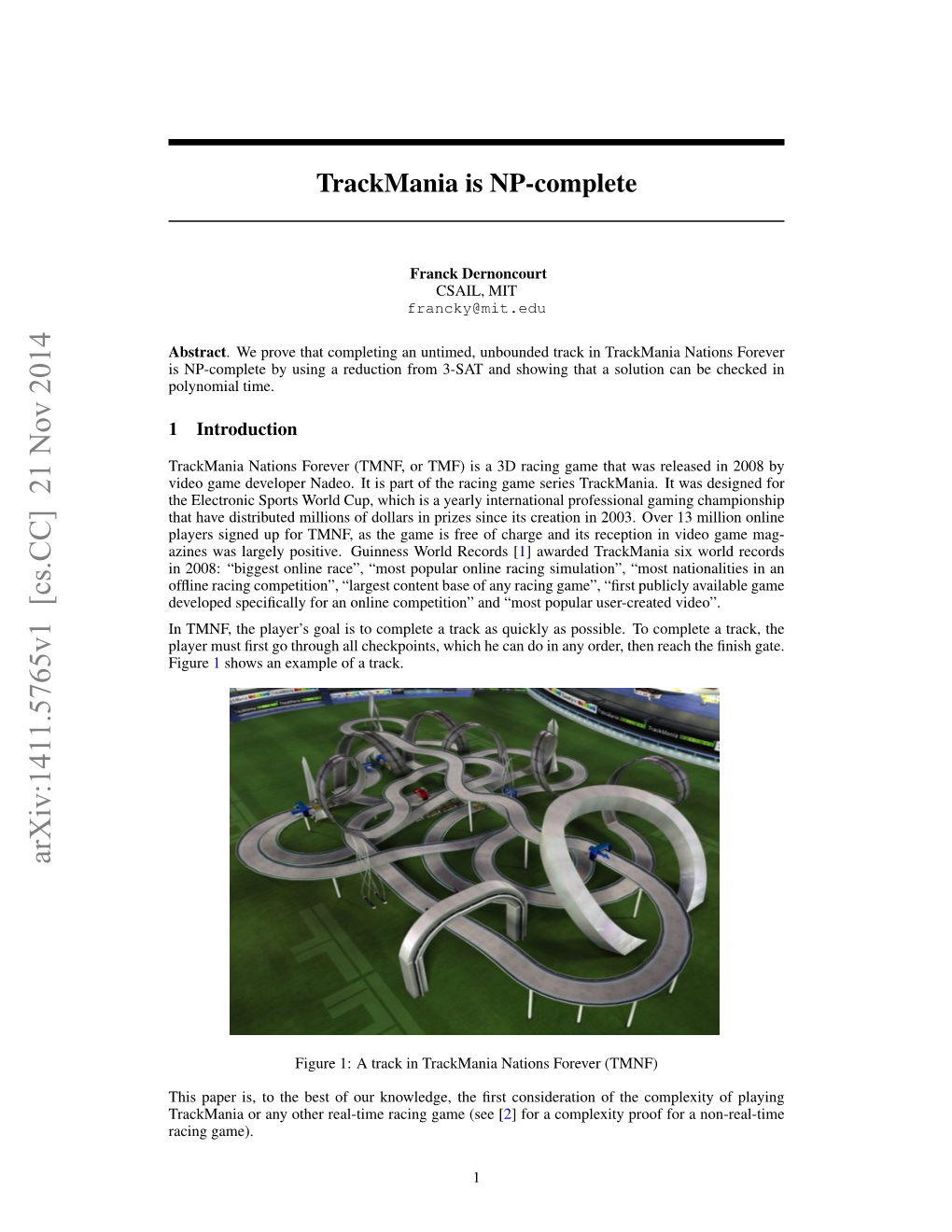 Trackmania Is NP-Complete