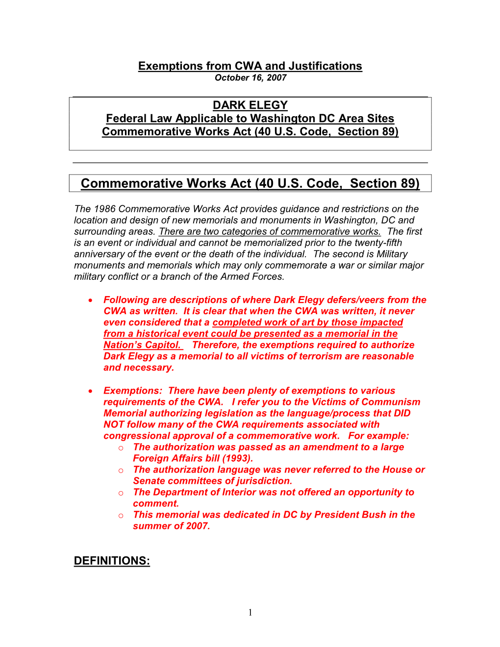 Commemorative Works Act (40 U.S