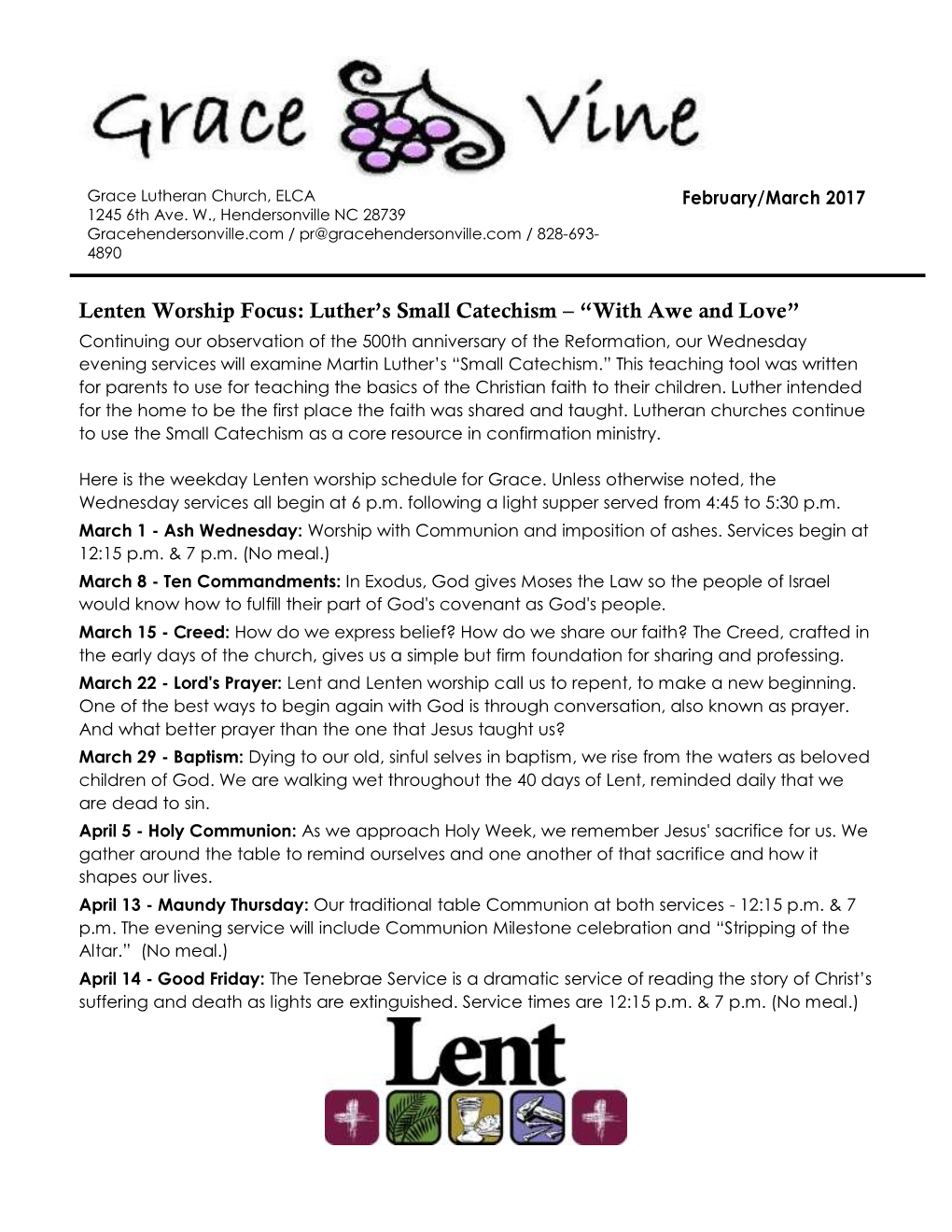 Lenten Worship Focus: Luther's Small Catechism – “With Awe and Love”