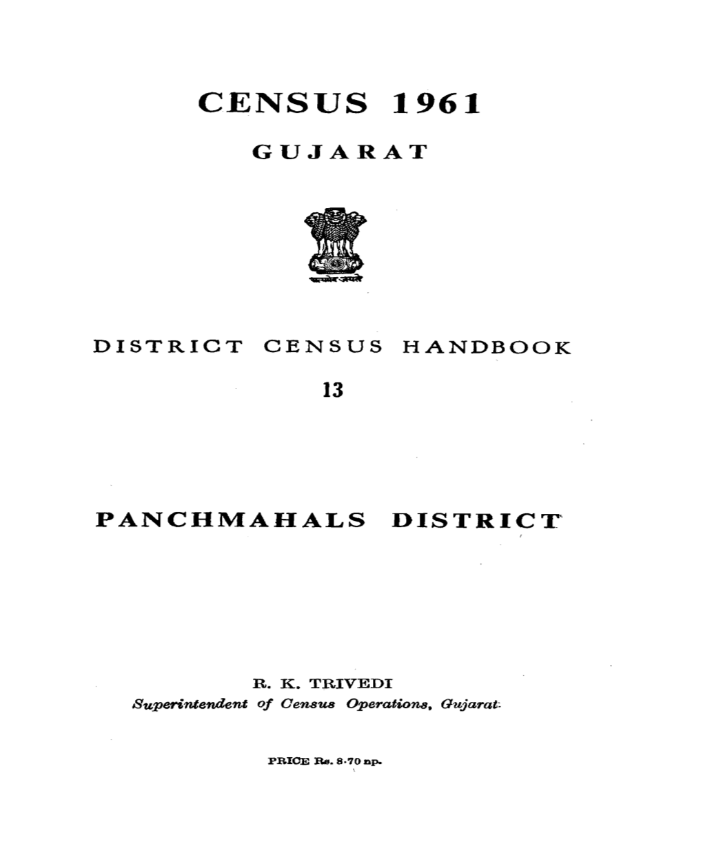 District Census Handbook, 13 Panchmahals