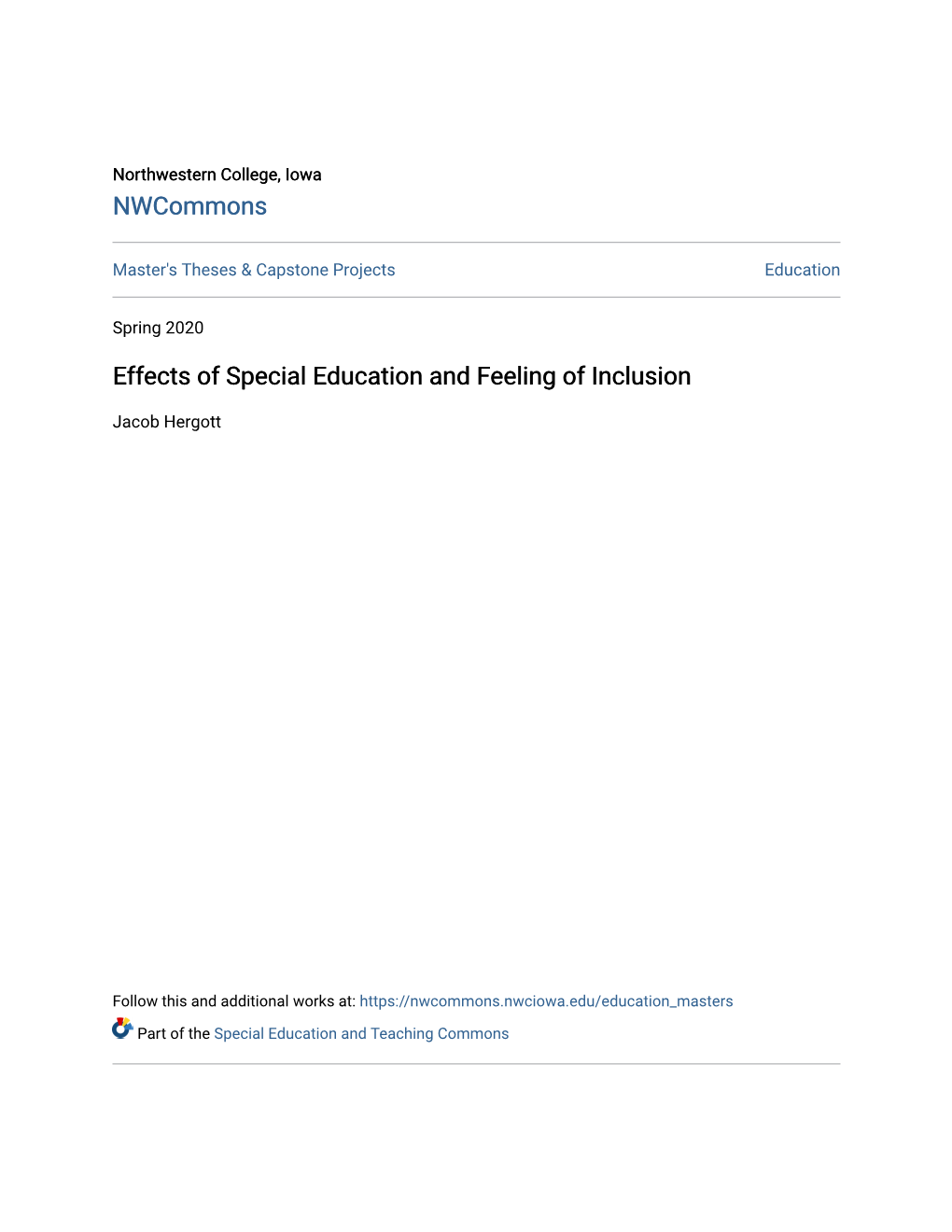 Effects of Special Education and Feeling of Inclusion