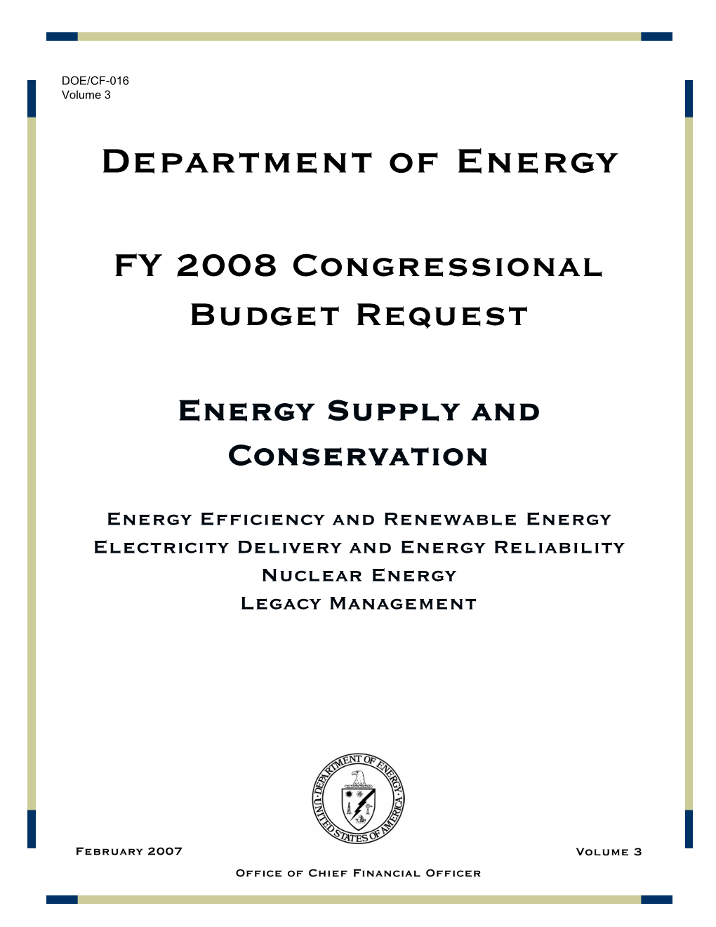 FY 2008 Volume 3