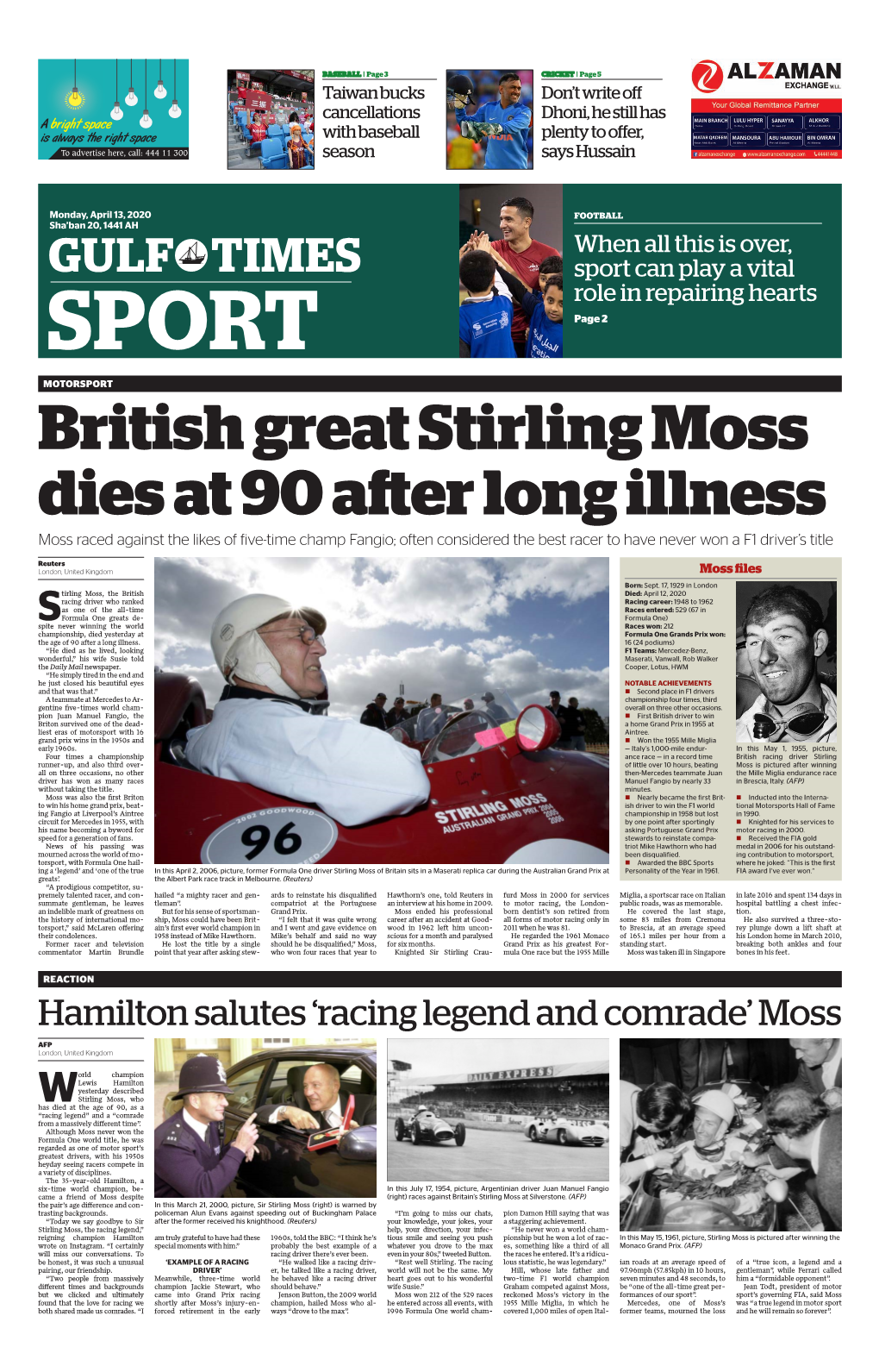 British Great Stirling Moss Dies at 90 After Long Illness