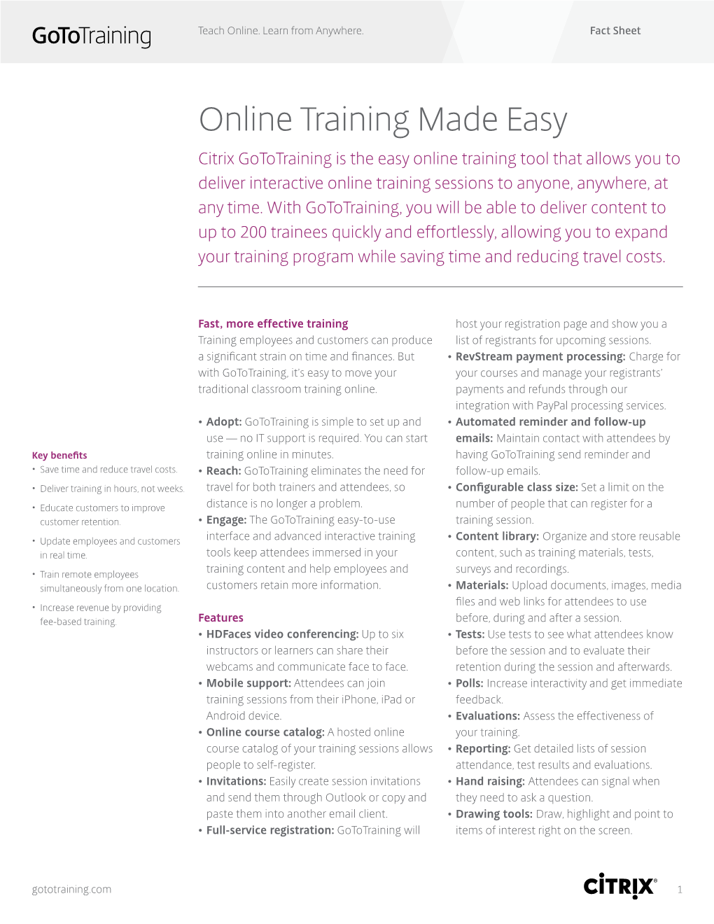 Gototraining Fact Sheet