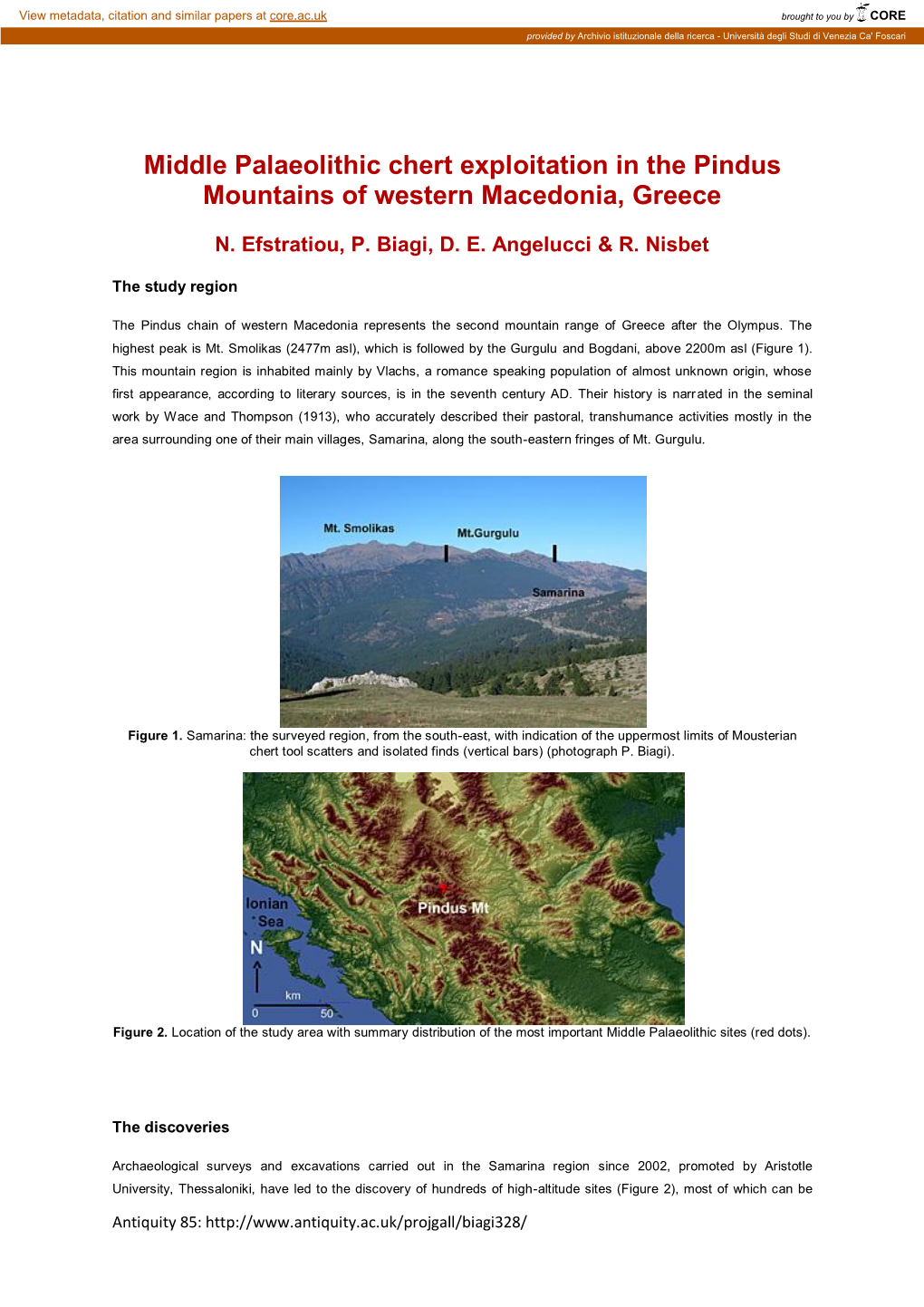 Middle Palaeolithic Chert Exploitation in the Pindus Mountains of Western Macedonia, Greece